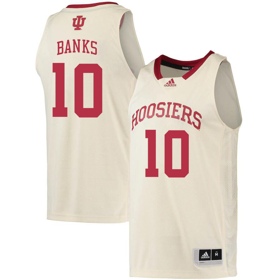Men #10 Kaleb Banks Indiana Hoosiers College Basketball Jerseys Stitched Sale-Cream